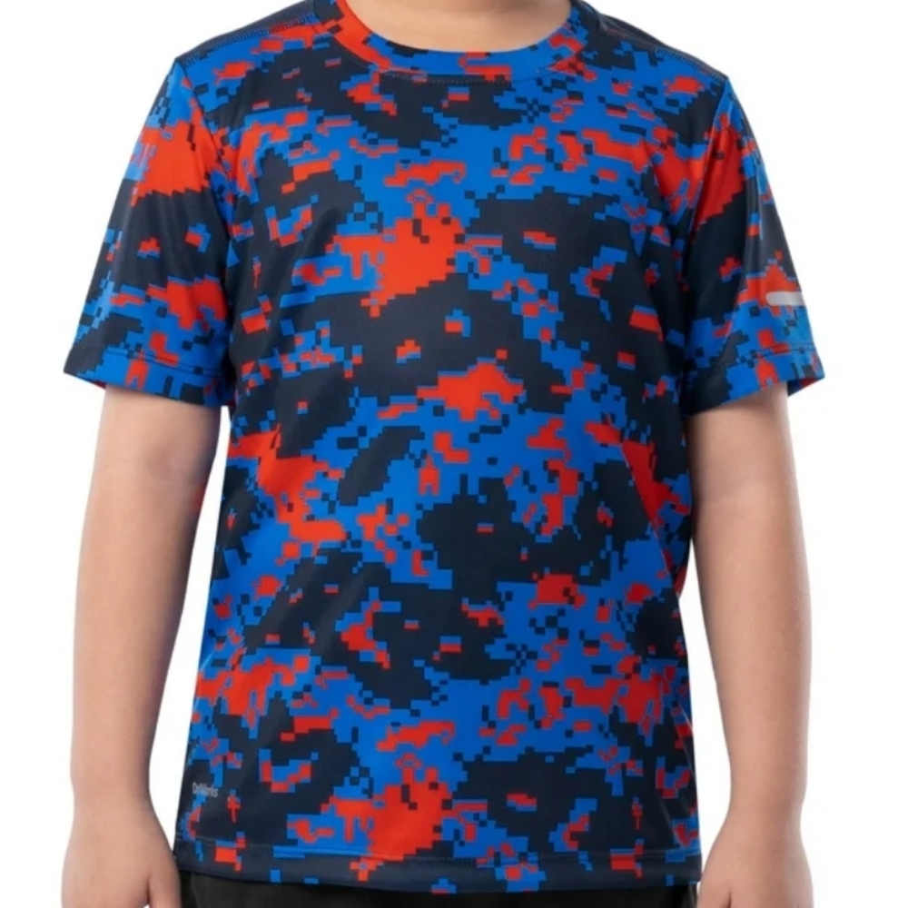 Athletic Works Boys Short Sleeve Core Active T-shirt Blue Red Camo Size L 10-12